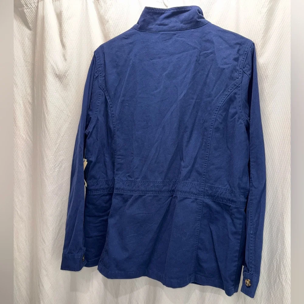 New St. John's Bay Women’s Classic Anorak Blue Jacket 100% Cotton Size Large NWT